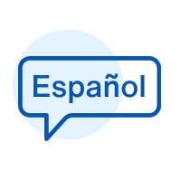 Spanish language icon: speech bubble with Español